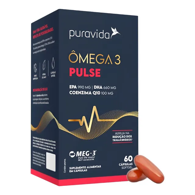 Ômega 3 Pulse C/ Coenzima Q10 Epa 990mg Dha 660mg Pura Vida