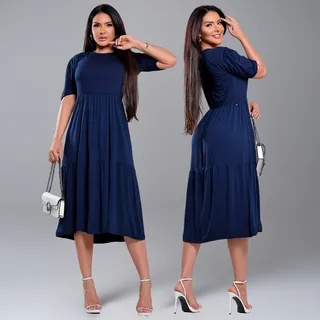 Vestido Midi .mm Luxo Elegante Feminino VerĂŁo Liso Vestido Midi .mm Luxo Elegante Feminino VerĂŁo Liso