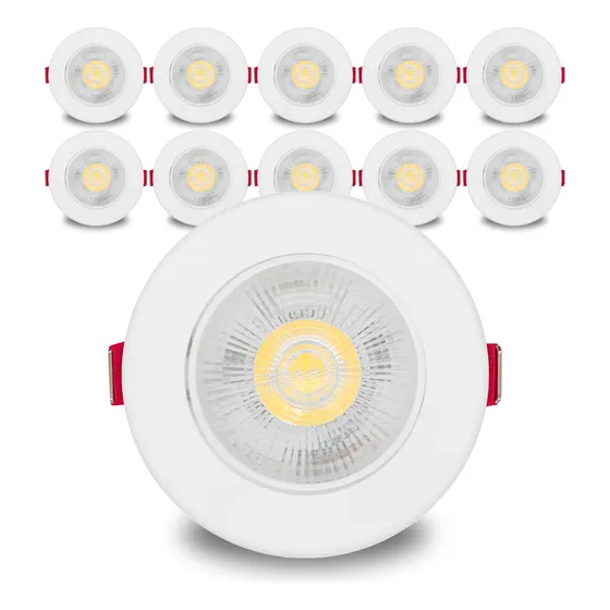 Kit 10 Spot Led Smd 7w Dicróica Direcionável Redondo Forte