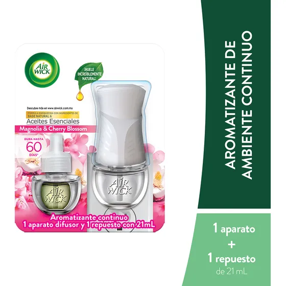 Aromatizante Eléctrico Airwick Aceite Magnolia Cherry Aparato y Repuesto 21ml