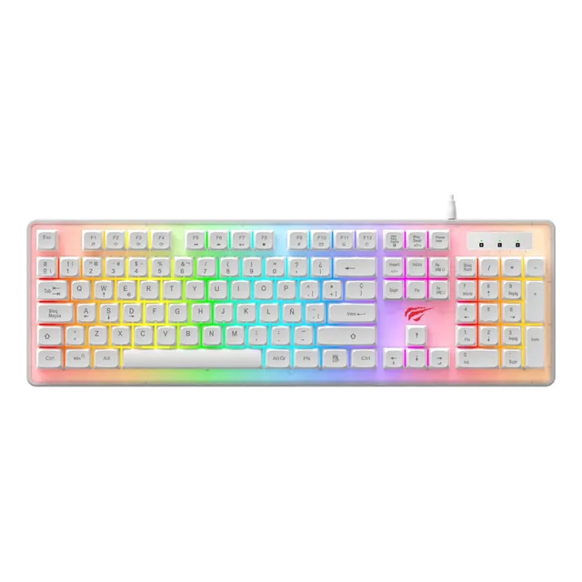 Teclado Gamer Alámbrico Havit Kb876l-sp Gamenote Rgb Blanco