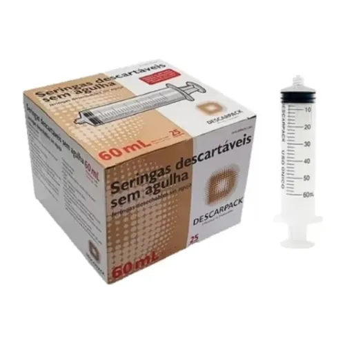 Seringa 60ml Bico Luer Lock Caixa Com 25 Unidades