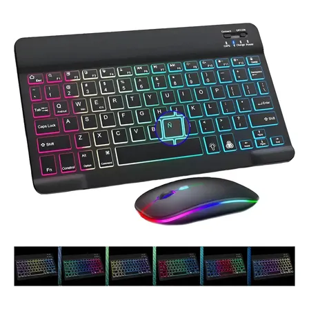 Kit De Teclado Y Mouse Inalámbricos En Español Recargables Negro