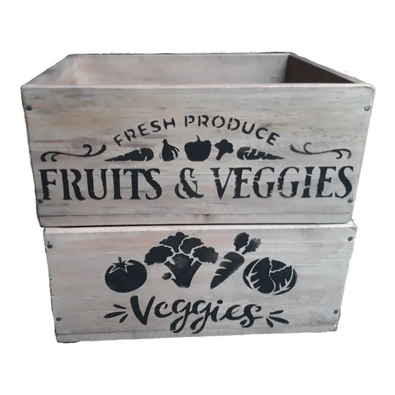 Cajon Madera Estilo Vintage Simil Fruta Verdura 