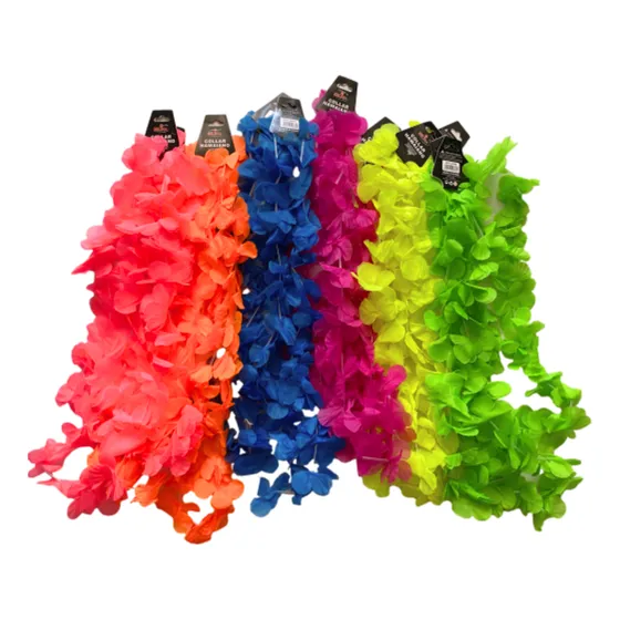 Collar De Flores Hawaiano Cotillon Fluor  X 12 Und