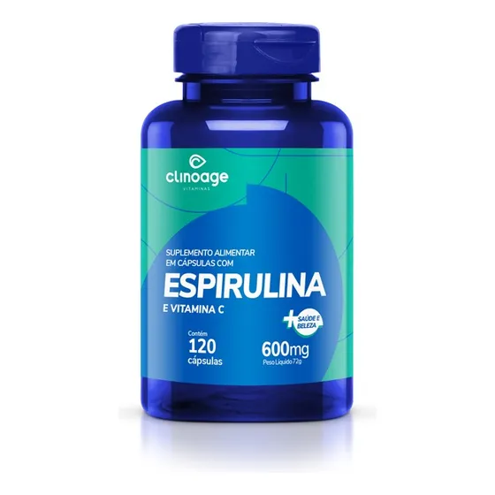 Espirulina 120 Capsulas 600mg Clinoage Sabor Sem Sabor
