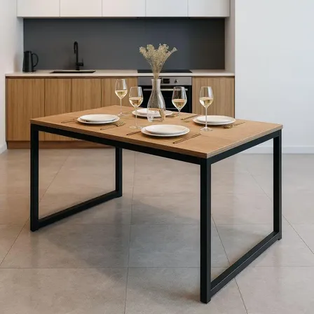 Mesa Industrial 120x80 Madeira Elegante Com Base Em Metalon