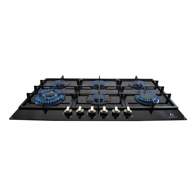Supra Parrilla Estufa De Gas Empotrable 6 Quemadores De 87cm Color Negro