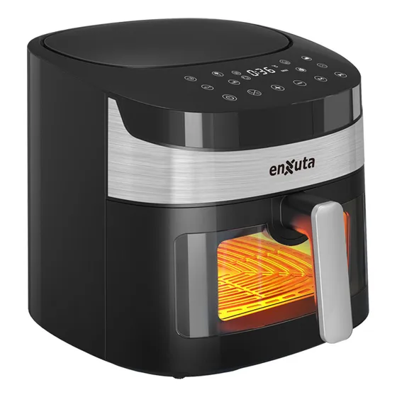 Freidora Sin Aceite Digital Enxuta 1800w Con Visor 6.5l Color Negro