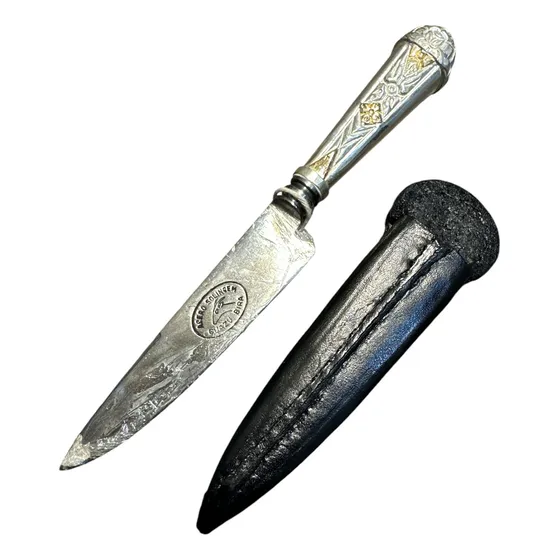 Cuchillo Caponero Criollo Plata Y Oro. Solingen 10cm. Tuset