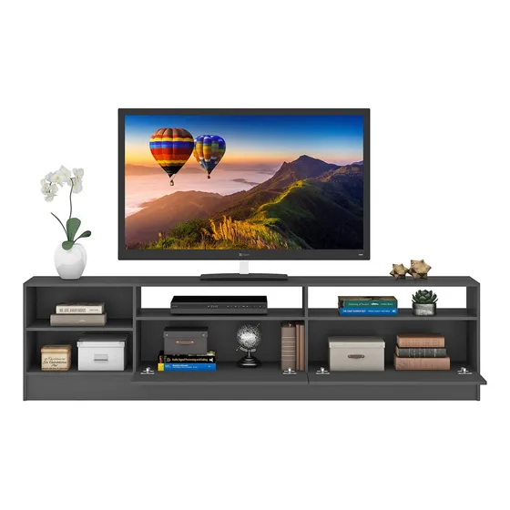 Rack Tv Moyan 75 2 Puertas Vekka Color Gris oscuro