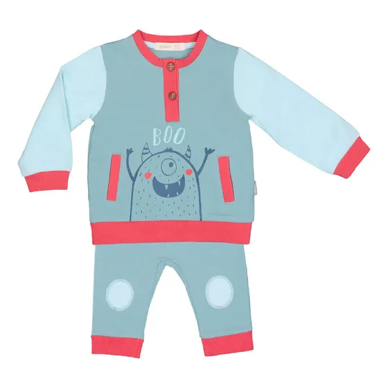 Conjunto Bebé Mounstritos Niño Franela Celeste Infanti W25