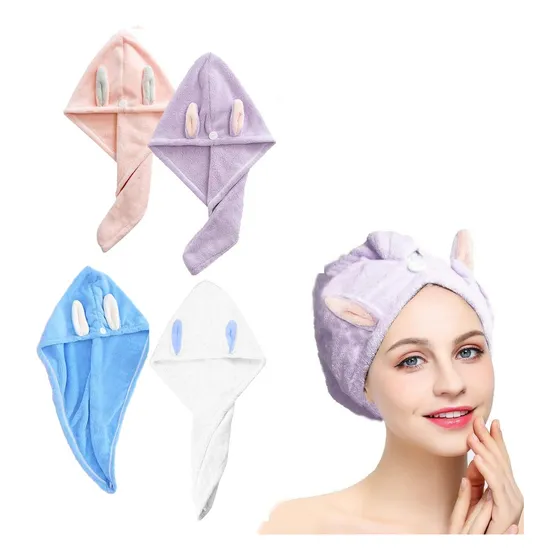Turbante Conejo Gorra Pelo Toalla Cofia Secado Rápido