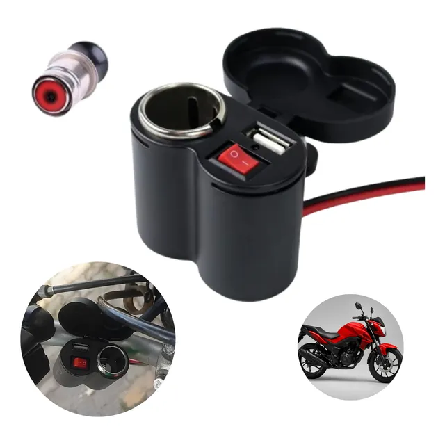 Tomada Moto Usb Carregador Celular Isqueiro Adaptador 12v