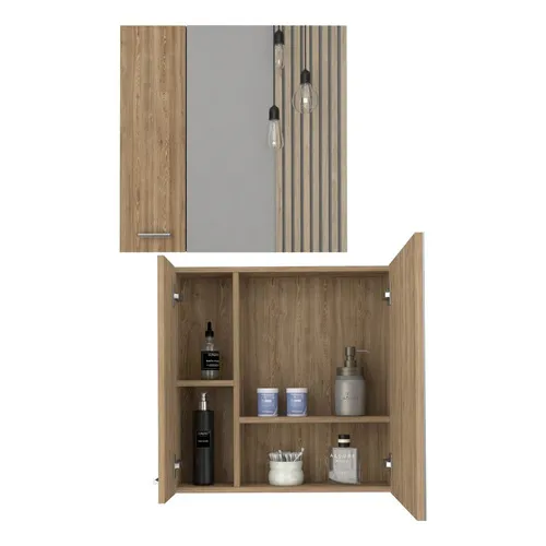 Gabinete De Baño Apolis, Miel, Puerta Espejo Y Entrepaños X2 Color del mueble Miel