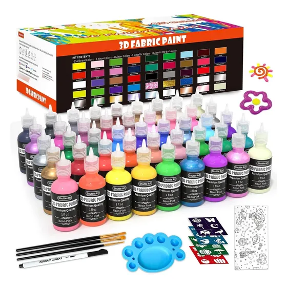 Pintura Tela Color Permanente 3 Pincele 1 Paleta Pluma Hoja