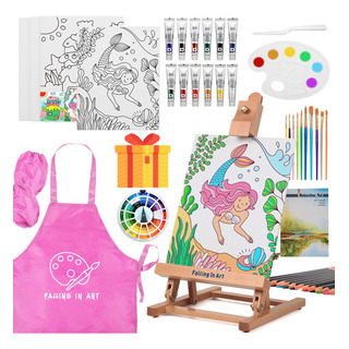 Caballete De Mesa Portátil Para Niños Con Pinturas Y Lienzos Caballete De Mesa Portátil Para Niños Con Pinturas Y Lienzos