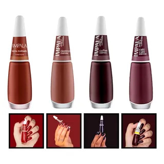 Kit 4 Esmaltes Impala Tons Terrosos Marrom Esmalte Atacado Kit 4 Esmaltes Impala Tons Terrosos Marrom Esmalte Atacado