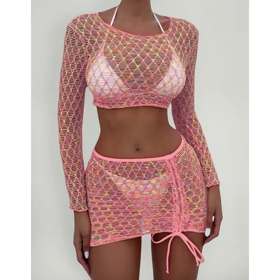 Set Cover Up Playa Verano Shein Importado Top Falda