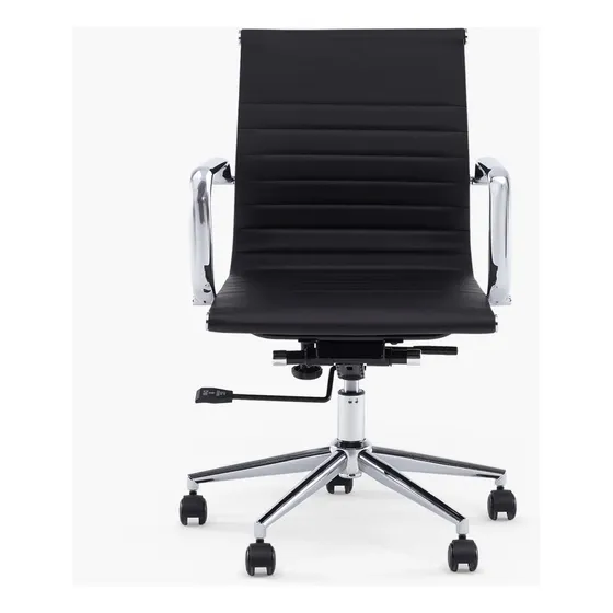 Silla Oficina Bishop Media Negro Negro Eco Cuero