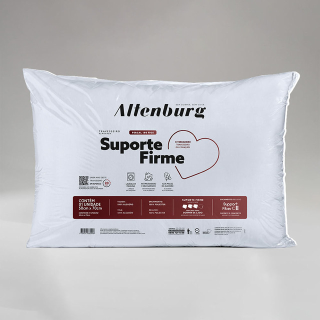 Travesseiro Suporte Firme Percal Altenburg 50x70 7353 Cor Branco Travesseiro Suporte Firme Percal Altenburg 50x70 7353 Cor Branco