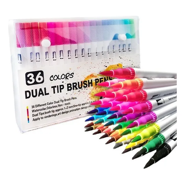 36 Colores Marcadores Plumones Punta De Pincel Dual Brush