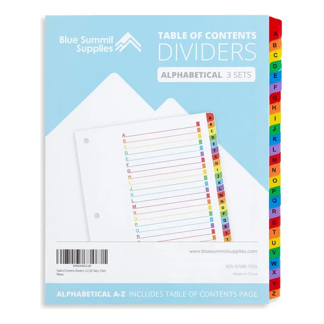 Separadores Alfabéticos A-z De Blue Summit Supplies
