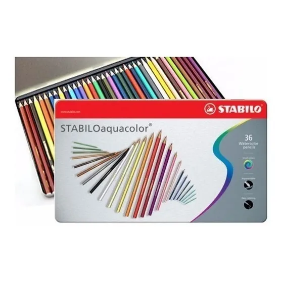 Estuche Met. Stabilo Con 36 Lápices De Colores Acuarelables Color Del Trazo Variado