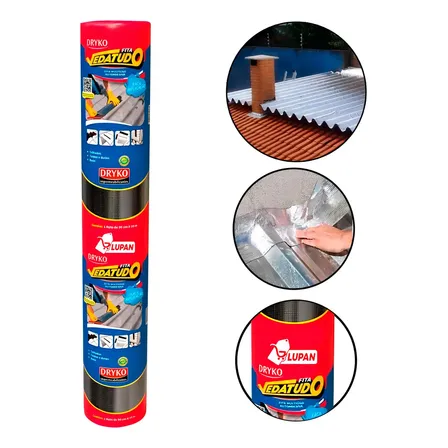 Manta Asfáltica 90cm Auto Adesiva Aluminizada Fita Vedatudo Multiuso Telhado - Dryko X Lupan Alumínio