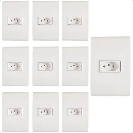 10 Tomada Simples Tramontina 20a 3 Pinos Linha Liz 4x2