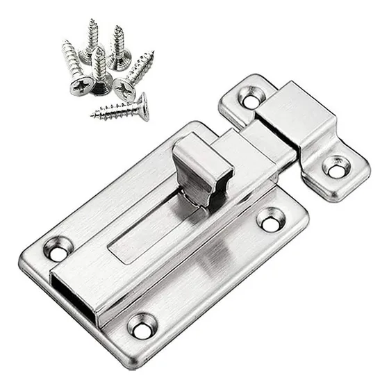 Trinco Inox Porta Janela Armário Tramela Fechadura Ferrolho Cor Prateado
