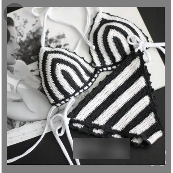 Traje De Baño Bikini Tejido En Crochet A Mano Ropa De Playa