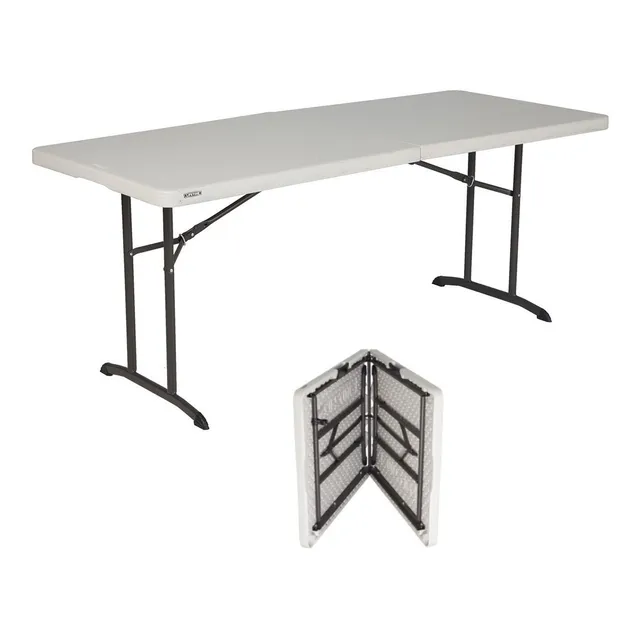 Mesa Plegable Lifetime 182cm Portafolio 1.82m Con Agarradera Color Blanco