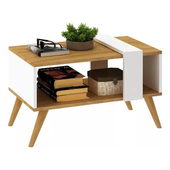 Mesa Ratona Living Centro Nogal Combinado Moderna Nórdico Color Marrón claro
