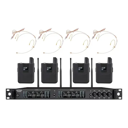 Amw Bu7000 Microfone Sem Fio 4 Canais Digital Uhf Auricular Preto