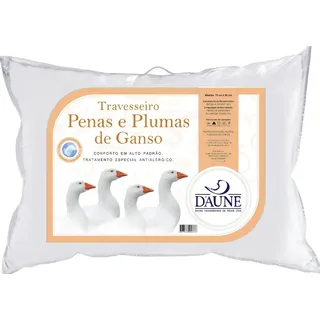 Travesseiro 50x70cm 80% Pena De Ganso 20% Pluma Macio Daune Cor Branco