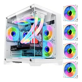 Gabinete Hayom Branco Gb1791 4 Fans Rgb Micro-atx Em Vidro Gabinete Hayom Branco Gb1791 4 Fans Rgb Micro-atx Em Vidro