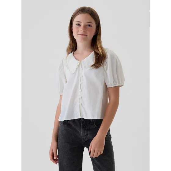 Blusa Niña Gap Ruffle Collar Blanco