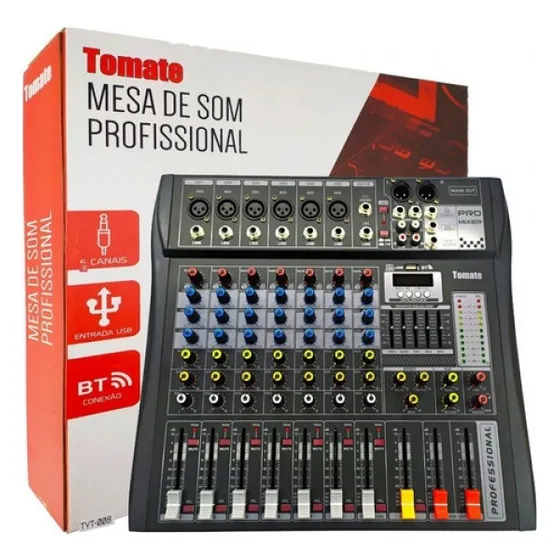 Mesa De Som Profissional 8 Canais Mixagem Bluetooth Bivolt