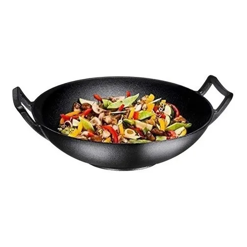 Sarten Wok En Hierro Fundido 36 Cm  Natural