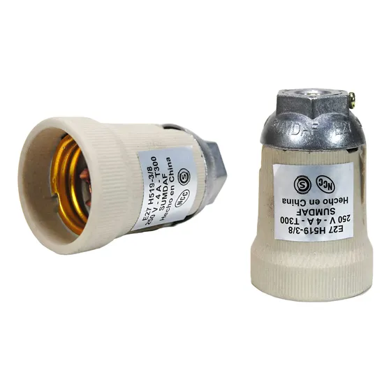 Portalampara De Porcelana E27 C/casquillo De Aluminio X 5 U