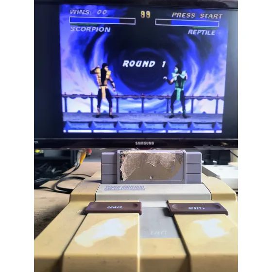 Super Nintendo + Fita Ultimate Mk3 - Ler Descrição Cinza