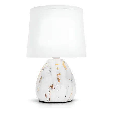 Lámpara De Mesa Vintage De Mármol Con Base E27 Aigostar Dorado Blanco