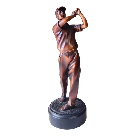Trofeo De Golf En Color Bronce Base Negra Circular