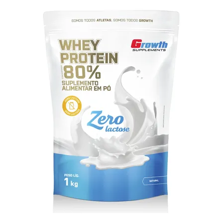 Whey Protein Concentrado Zero Lactose 1kg Growth Supplements Natural