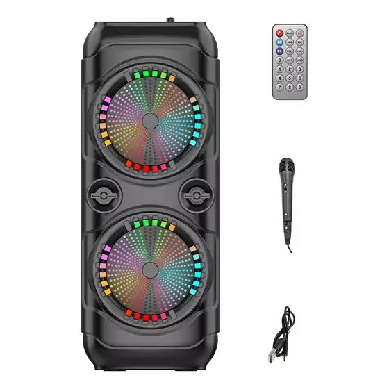 Parlante Bluetooth Microfono Radio Fm Usb Aux 8 Pulgadas X2