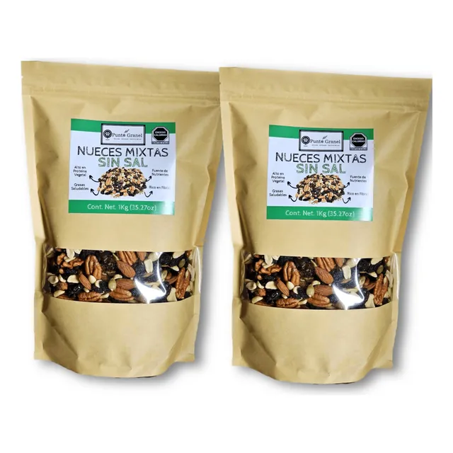 Nueces Mixtas Sin Sal 2kg - Mix Frutos Secos 2 Bolsas De 1kg