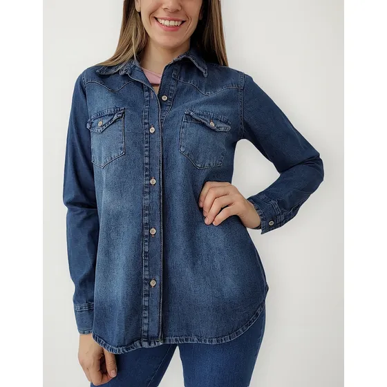 Camisa De Jean Texana Laque Stone (s Al 3xl)