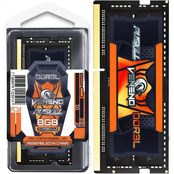Memória Ram Notebook PUSKILL GAMER Veneno 8gb DDR3 PC3L 1600mhz 1.35v Sodimm