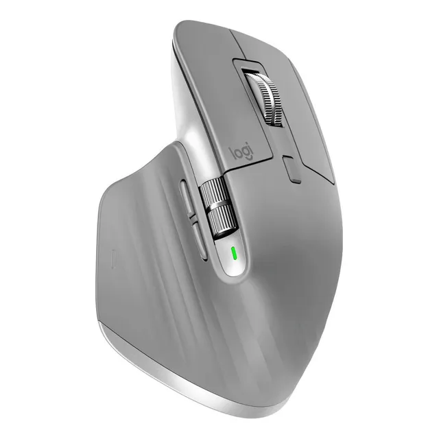 Mouse gamer inalámbrico recargable LogitechMaster Series MX Master 3 gris medio